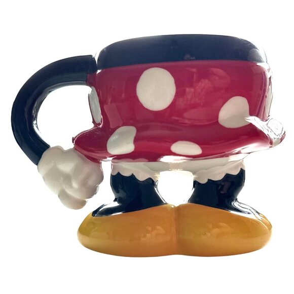 Minnie Mouse Coffee Cup Polka Dot Ceramic Mug With Yellow Shoes & Glove Handle - Picture 5 of 8